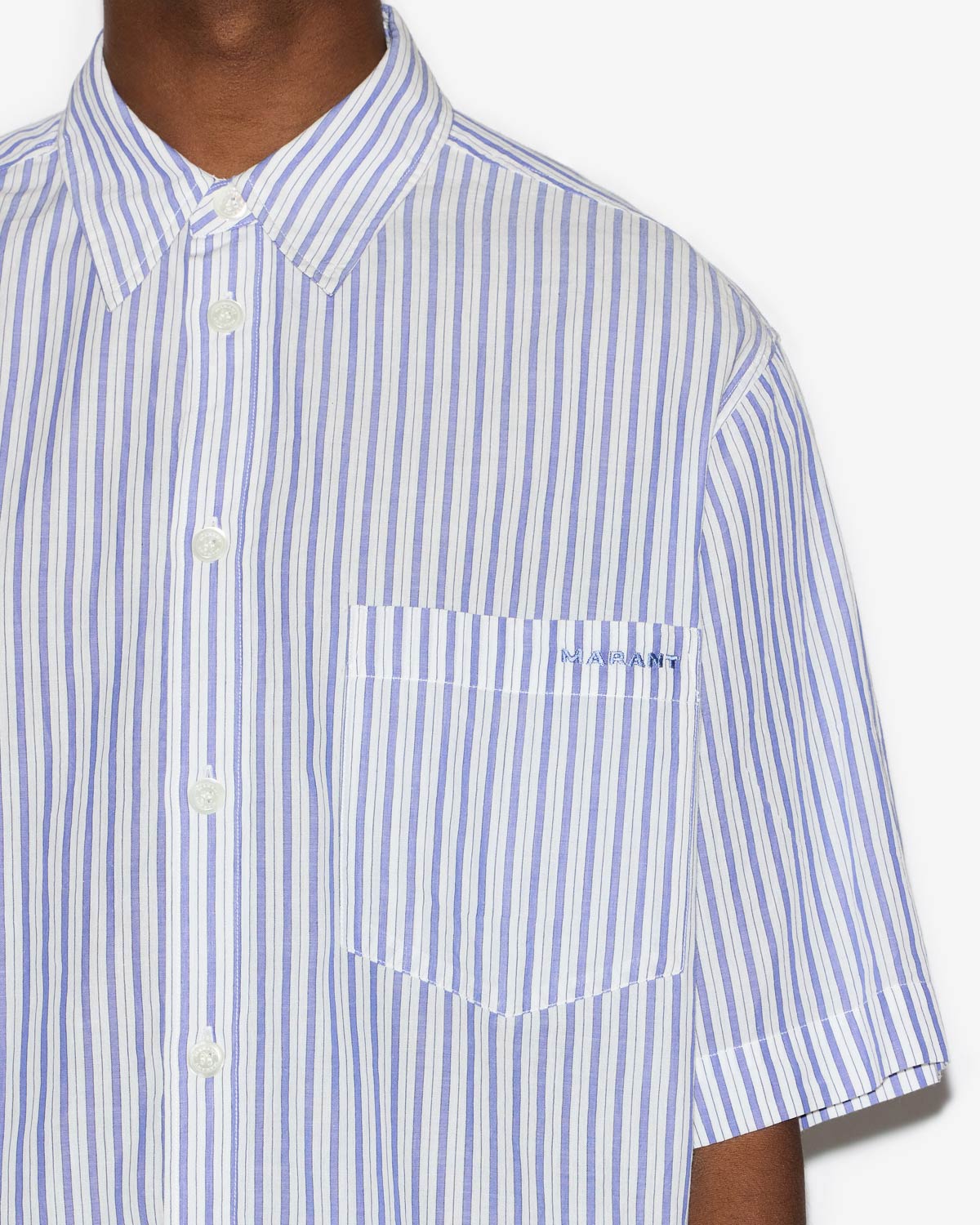 Camicia labilio a maniche corte in cotone a righe - Blue - Man - 2