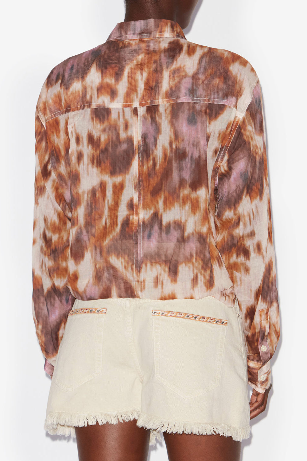 Camisa anudada de voile de algodón estampada nath - Ecru-ochre - Woman - 4