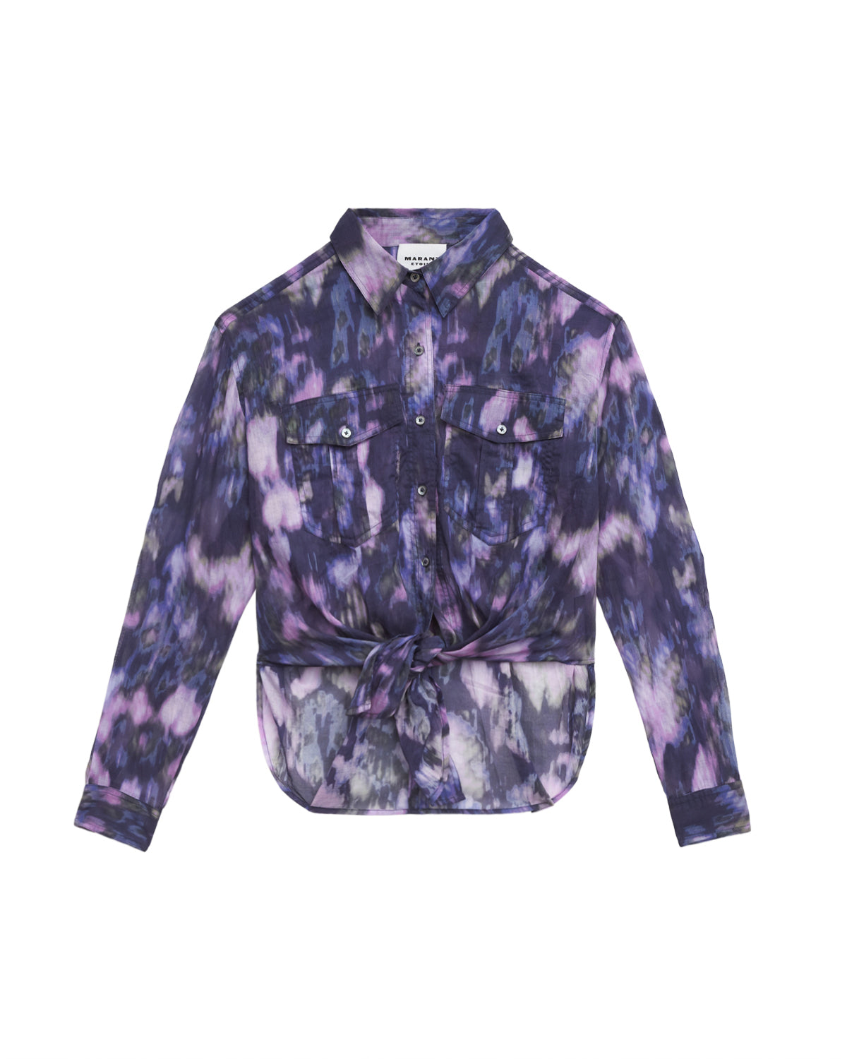 Nath tied printed cotton voile shirt - Purple-lilac - Woman - 5