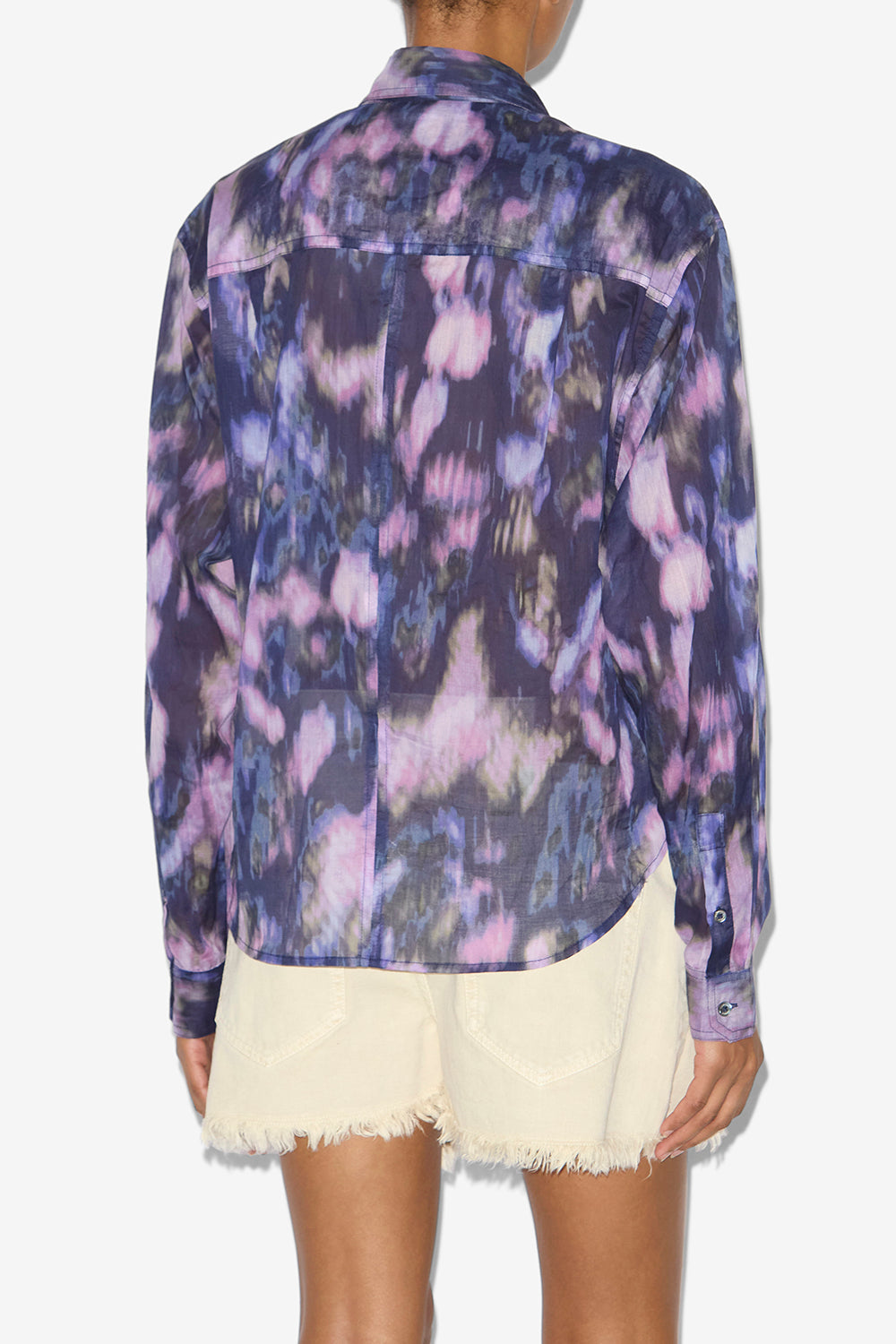 나스 프린트 코튼 베일 리본 디테일 셔츠 - Purple-lilac - Woman - 5