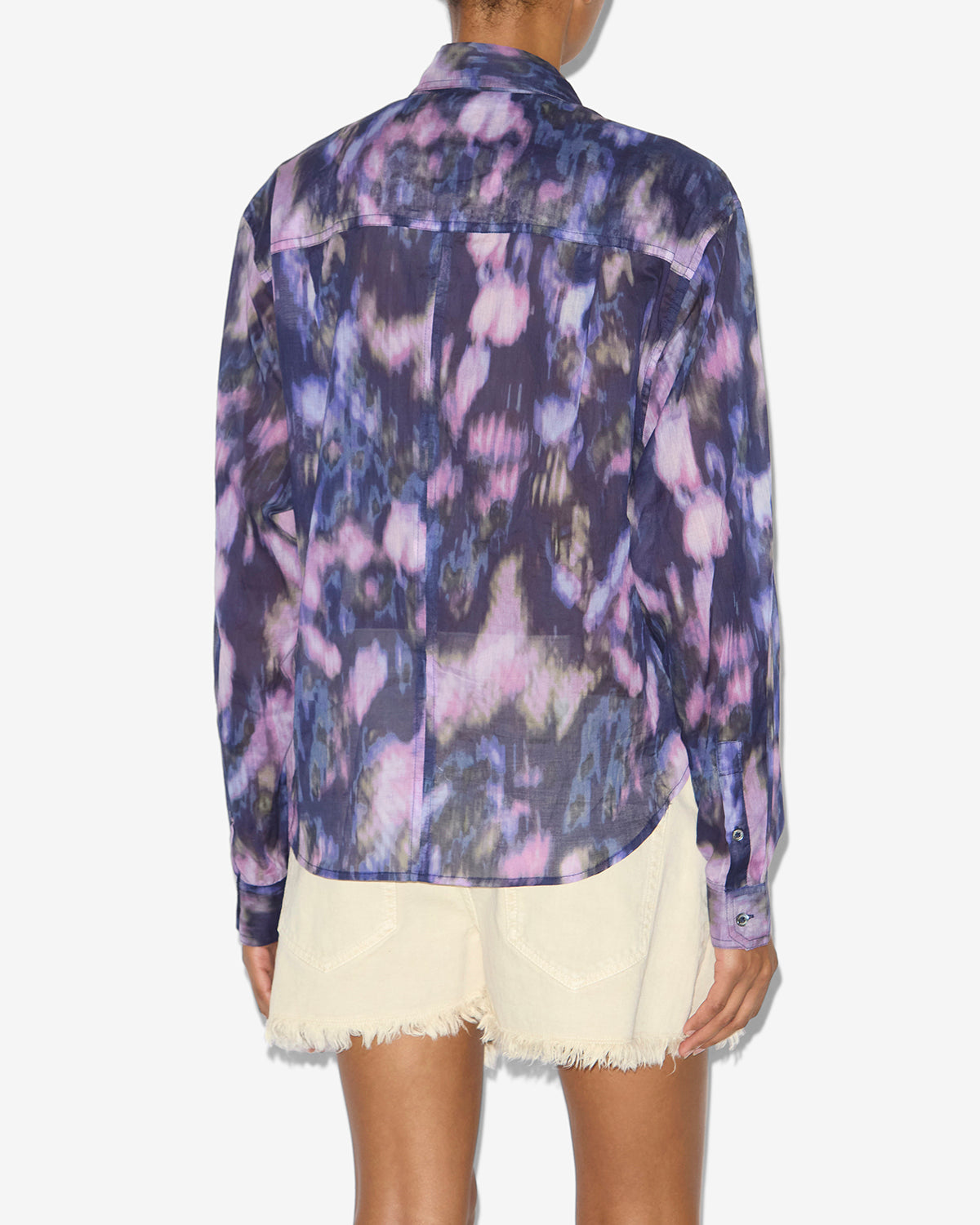 Nath tied printed cotton voile shirt - Purple-lilac - Woman - 4