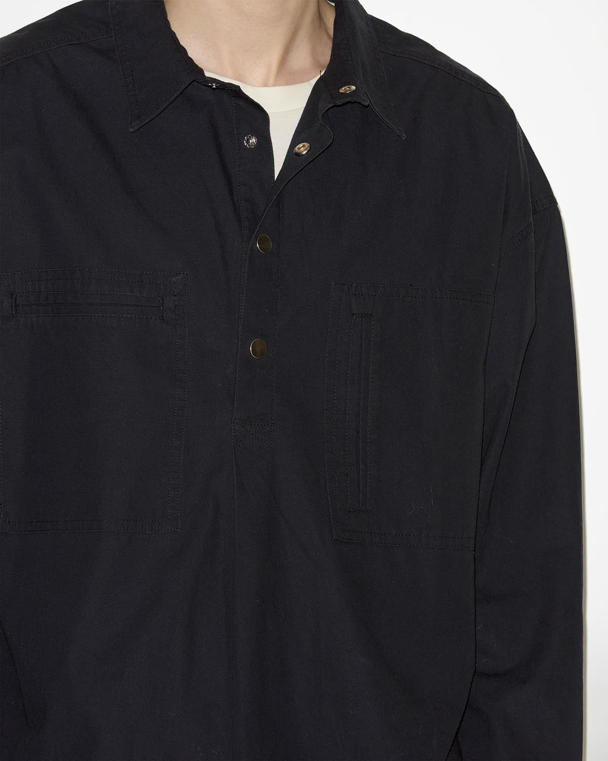 Camicia terry in denim - Nero lavato - Man - 2