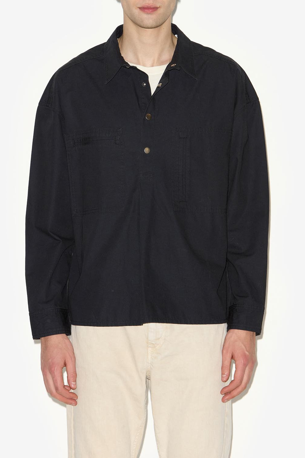 Camicia terry in denim - Nero lavato - Man - 4