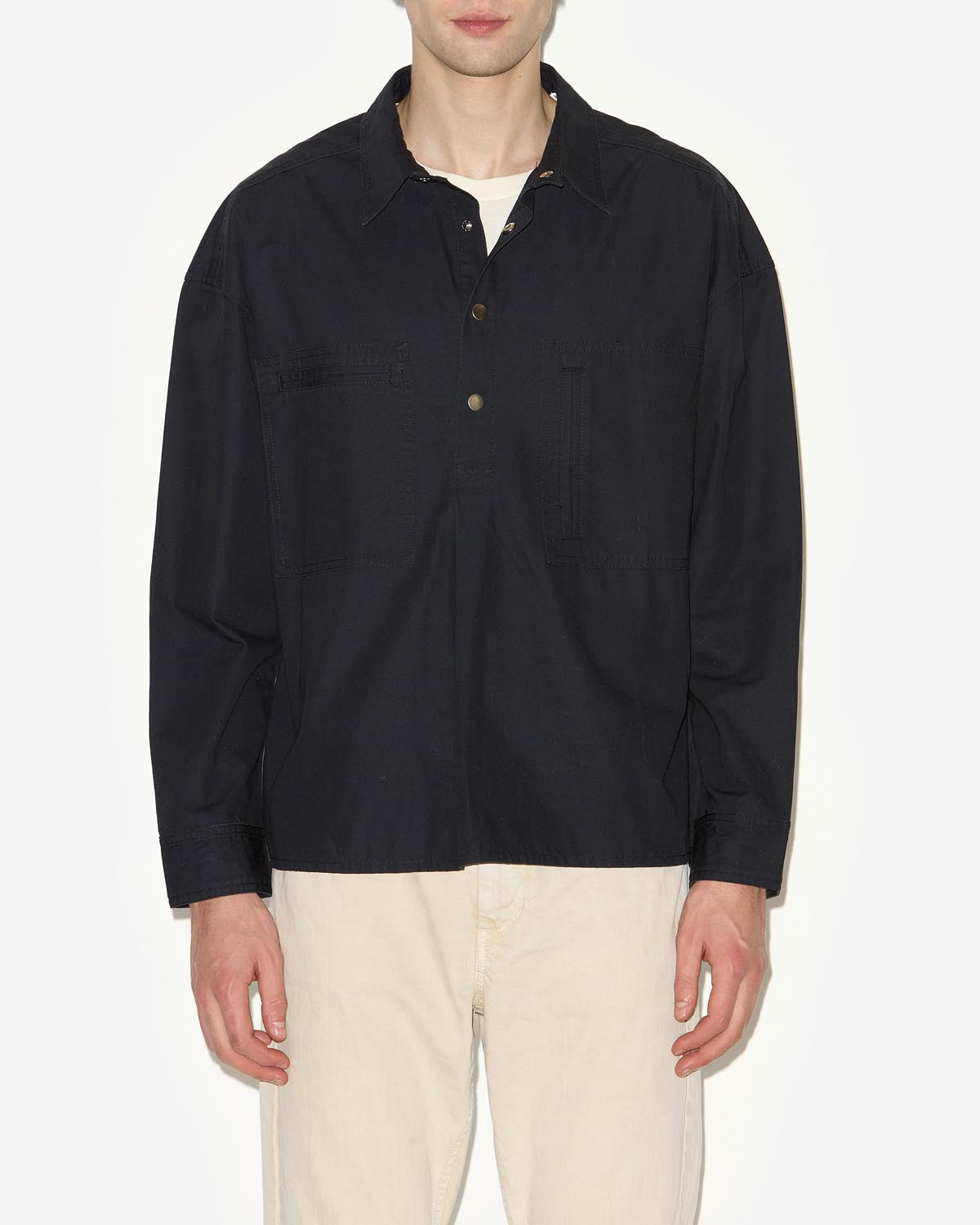 Camicia terry in denim - Nero lavato - Man - 3