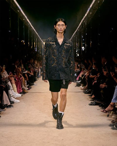 Chemise en dentelle ajourée orfeo - Noir délavé - Man - 1