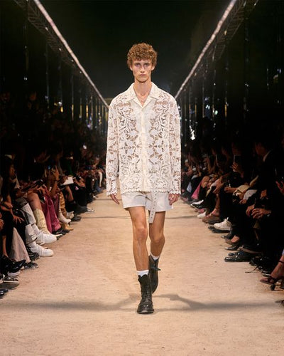 Orfeo openwork lace shirt - Ecru - Man - 6