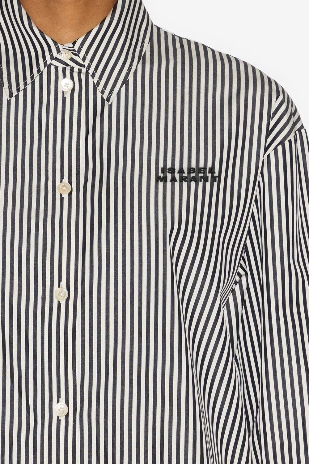 Camisa fabriza en mezcla de seda a rayas - Black and ecru - Woman - 3