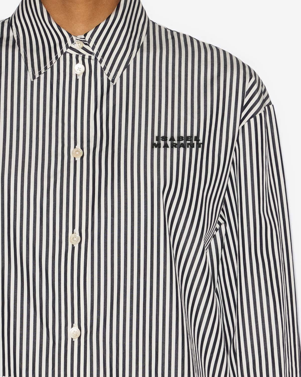 Fabriza striped cotton poplin shirt - Black and ecru - Woman - 2
