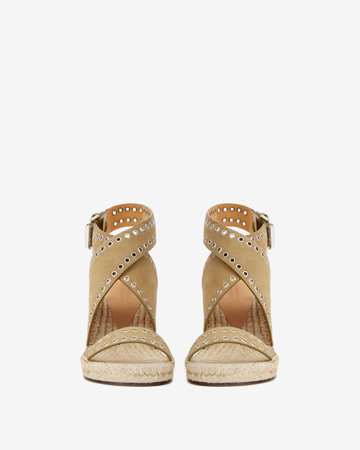 Espadrilles à talons compensés en cuir iriane - Taupe - Woman - 4