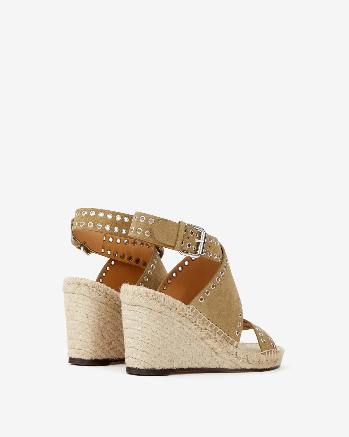 Espadrilles à talons compensés en cuir iriane - Taupe - Woman - 2