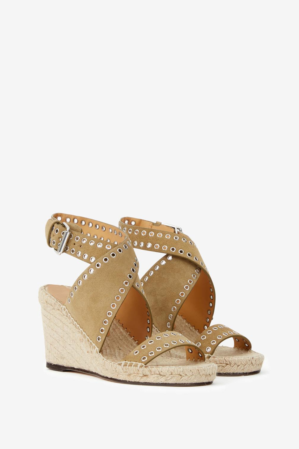 Alpargatas de piel de ante con tacón iriane - Taupe - Woman - 3