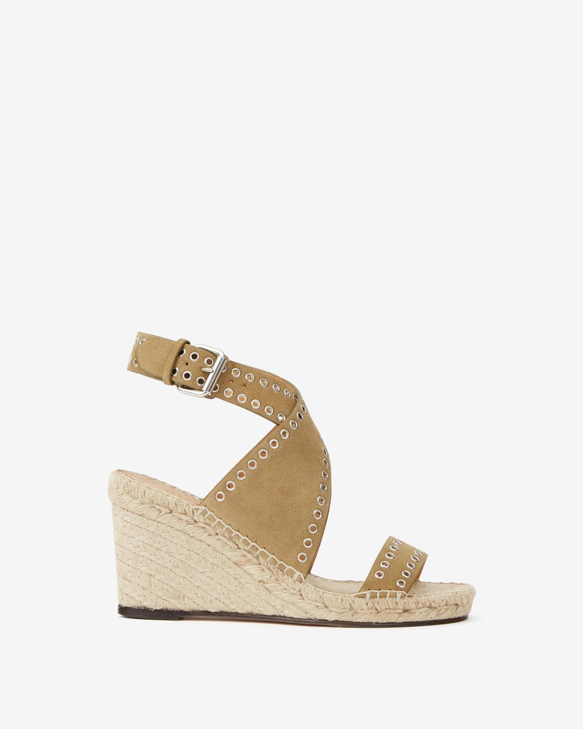 Espadrilles à talons compensés en cuir iriane - Taupe - Woman - 1