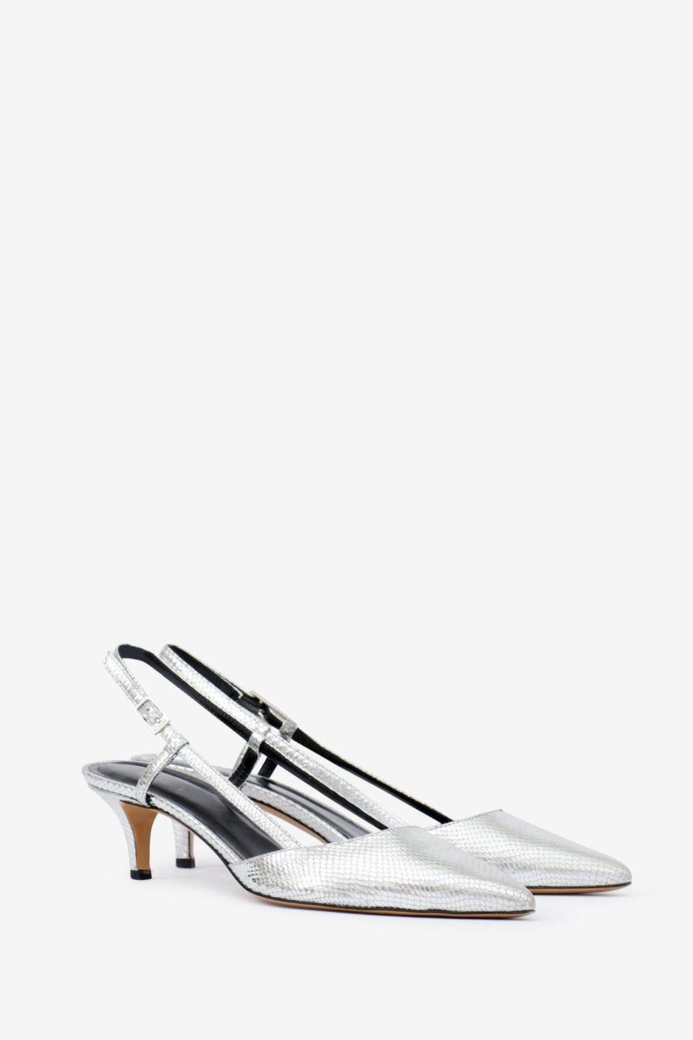 Décolleté sling back in pelle di agnello pilia - Argento - Woman - 5