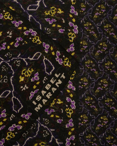 Printed cotton silk scarf luana - Black - Woman - 2