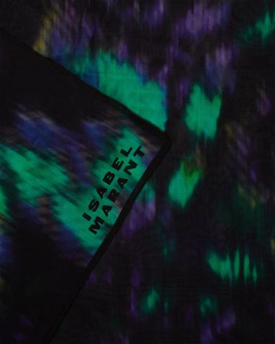 Bedruckter schal aus baumwolle und seide luana - Blue-green - Woman - 2