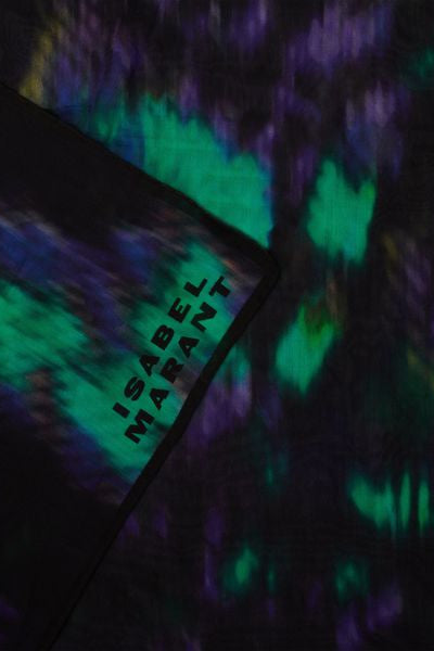 Bedruckter schal aus baumwolle und seide luana - Blue-green - Woman - 2