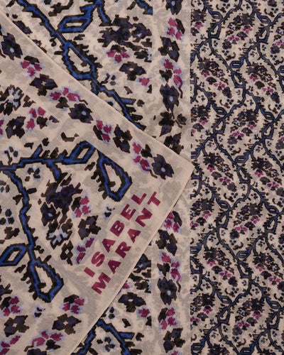 Bedruckter schal aus baumwolle und seide luana - Ecru and blue - Woman - 2