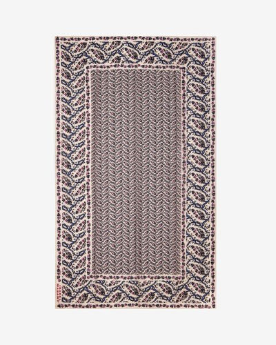 Bedruckter schal aus baumwolle und seide luana - Ecru and blue - Woman - 1