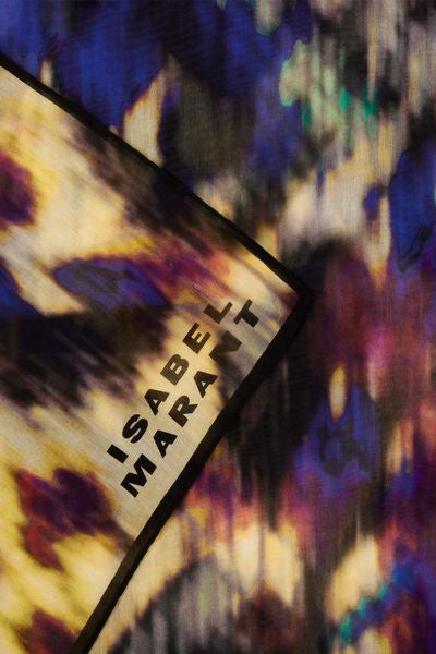 Bedruckter schal aus baumwolle und seide luana - Ochre-black - Woman - 2