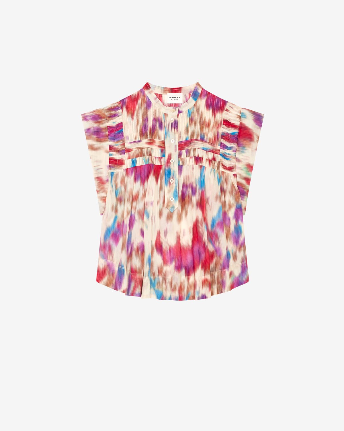 Haut sans manche en voile de coton leaza - Beige-framboise - Woman - 5