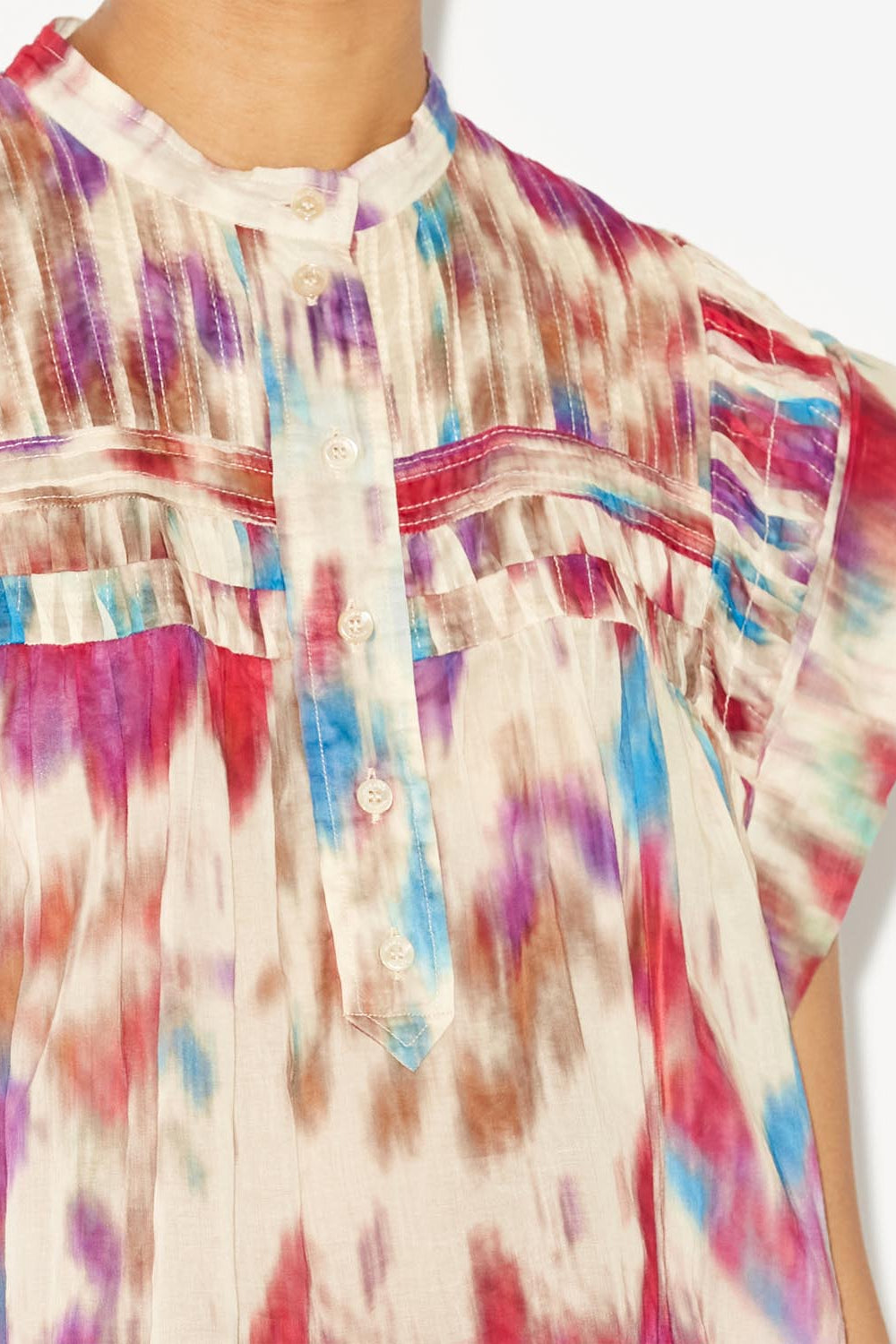 Leaza sleeveless voile top - Beige-raspberry - Woman - 3