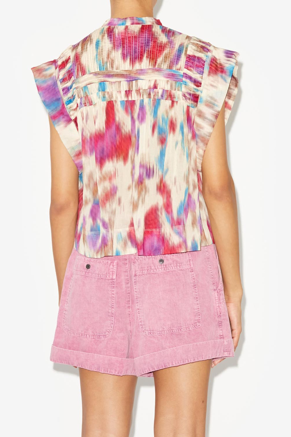 Leaza sleeveless voile top - Beige-raspberry - Woman - 5