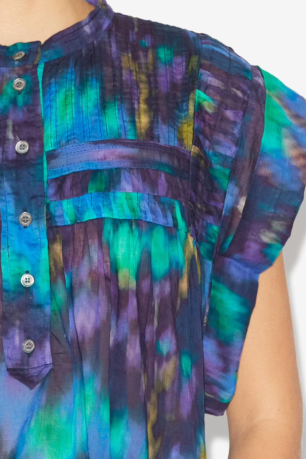 Leaza sleeveless voile top - Blue-green - Woman - 3