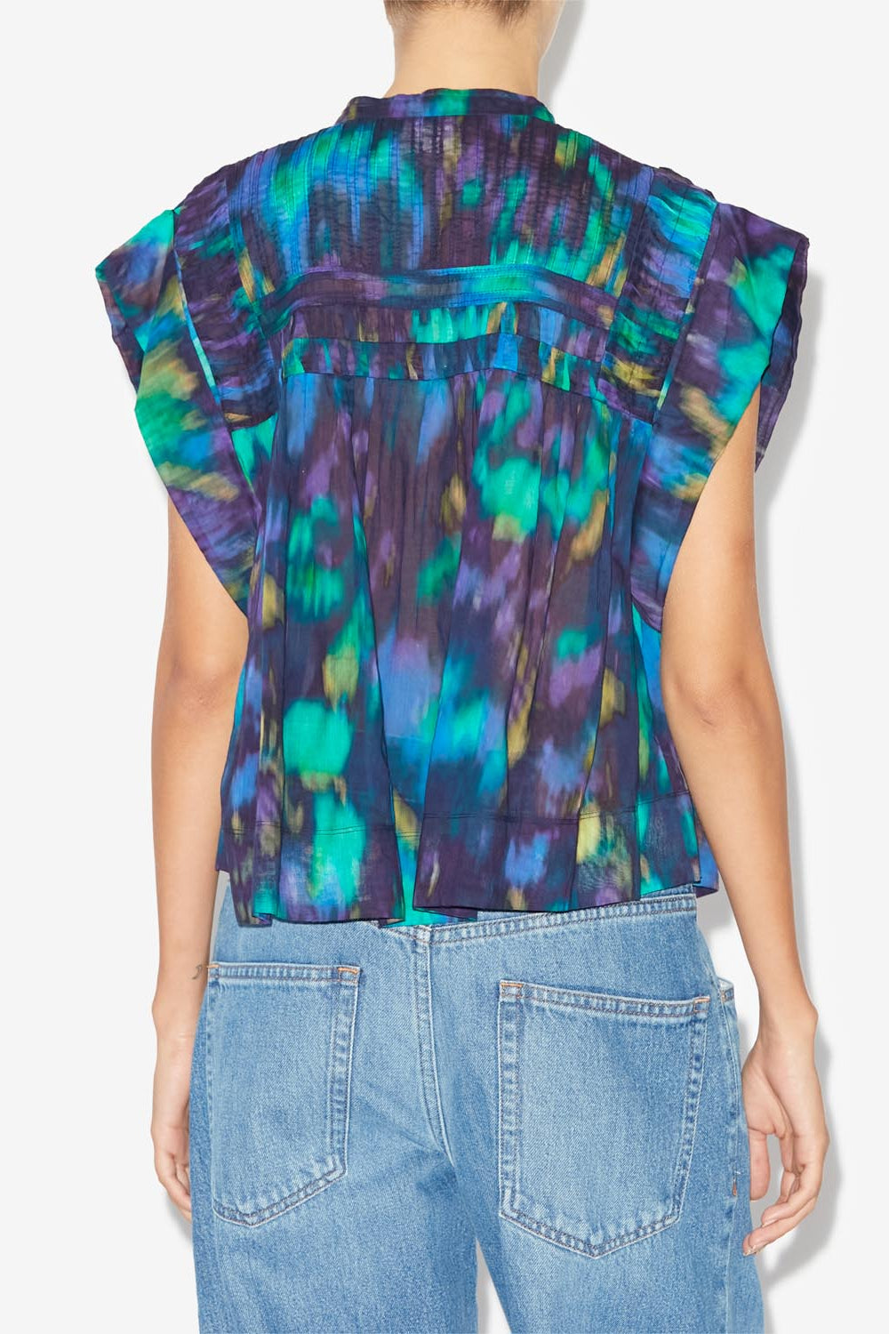 Leaza sleeveless voile top - Blue-green - Woman - 5