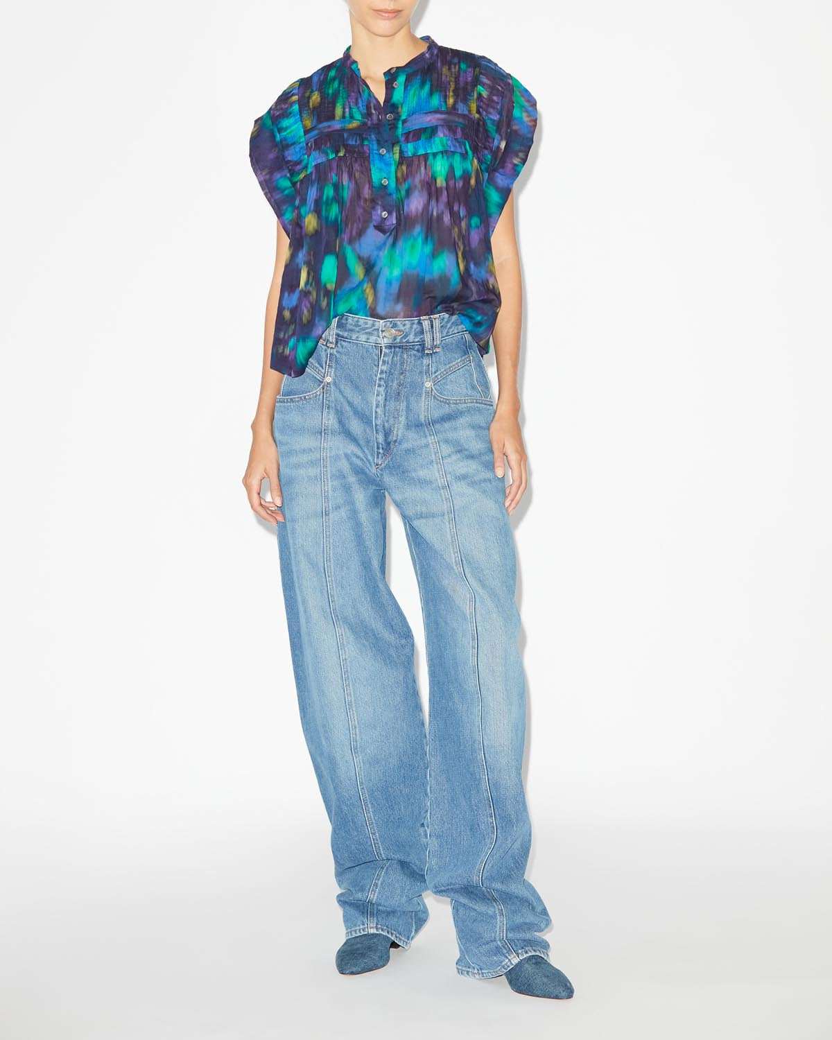 Top de voile de algodón leaza - Blue-green - Woman - 1