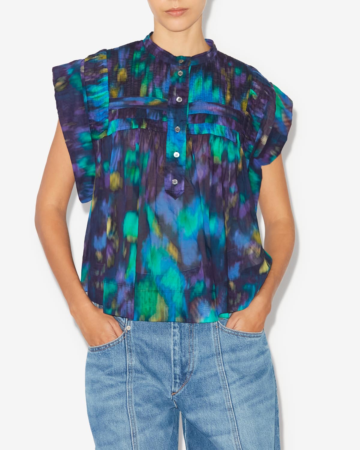 Top de voile de algodón leaza - Blue-green - Woman - 3