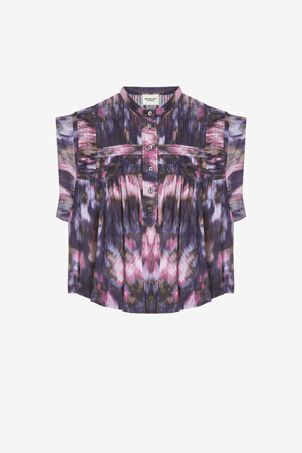 Leaza printed pleated cotton voile top - Purple-lilac - Woman - 1