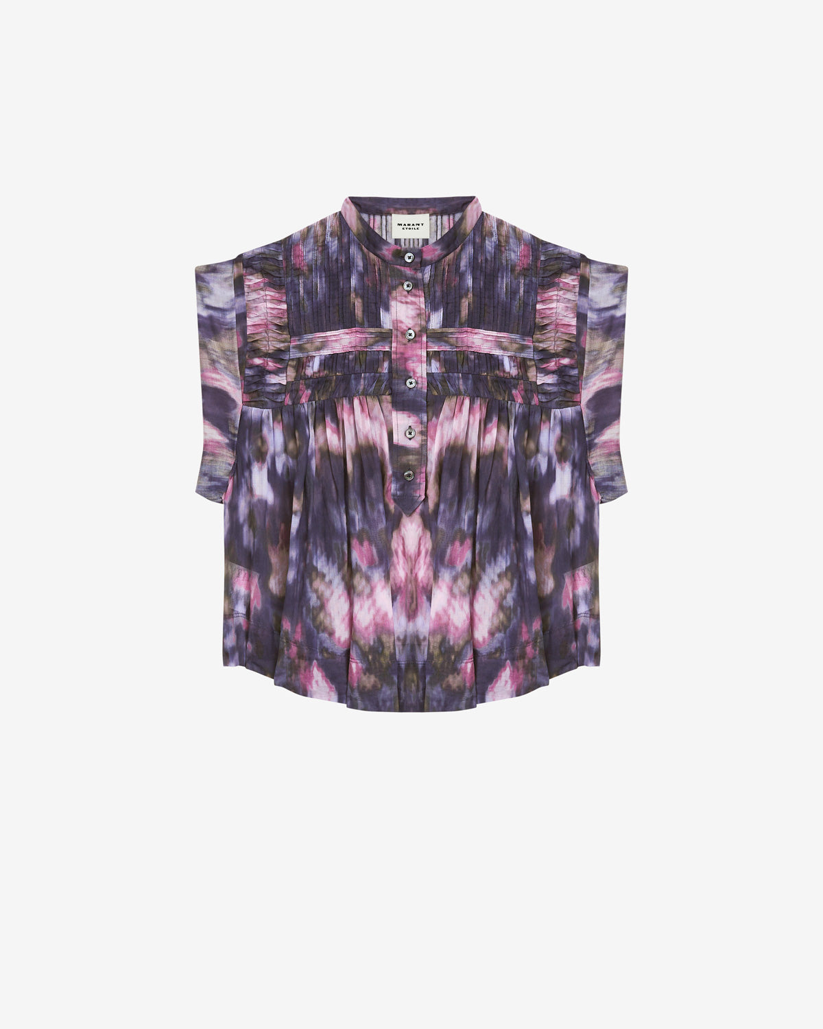Leaza printed pleated cotton voile top - Purple-lilac - Woman - 5