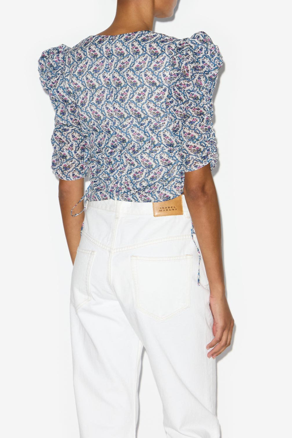 Galaor ruched short cotton blouse - Ecru - Woman - 5