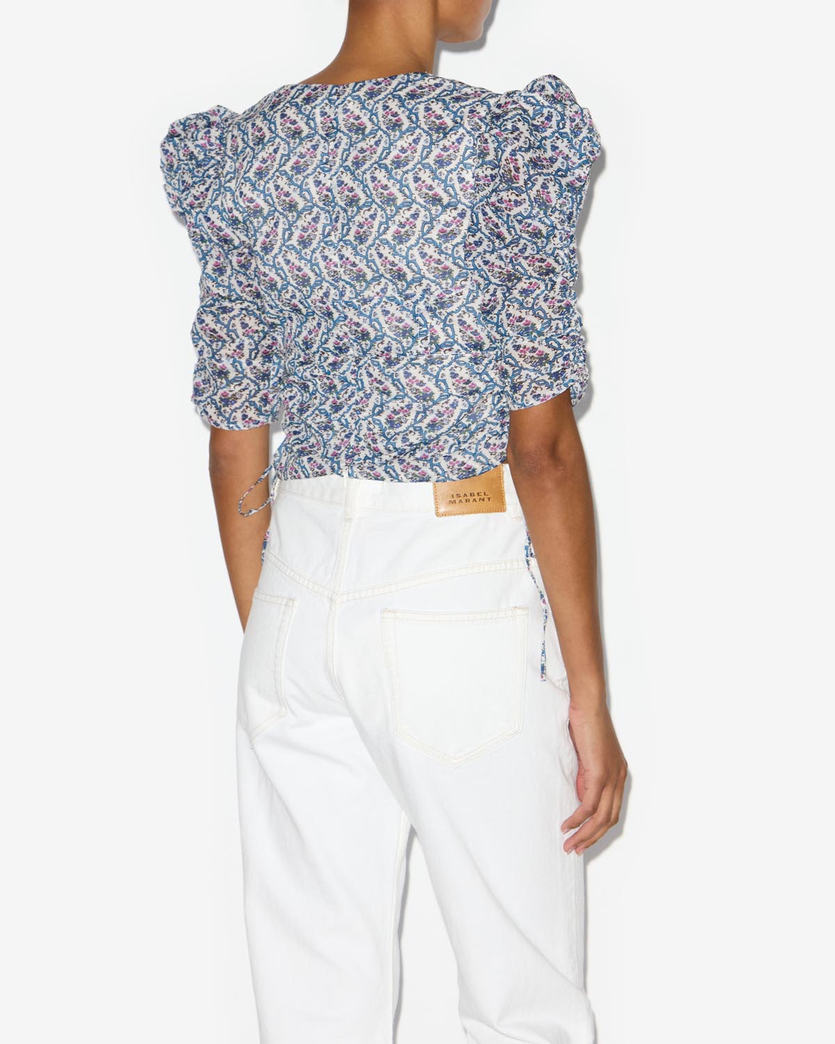 Galaor ruched short cotton blouse - Ecru - Woman - 4