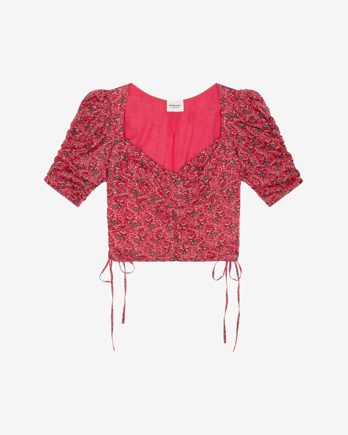 Galaor ruched short cotton blouse - Cranberry - Woman - 5