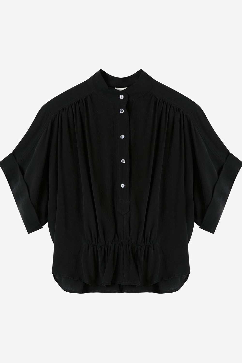 Azalea gathered officer collar top - Black - Woman - 1