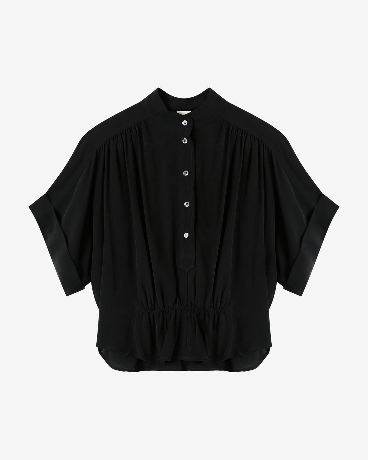 Haut froncé azalea à col officier - Noir - Woman - 5