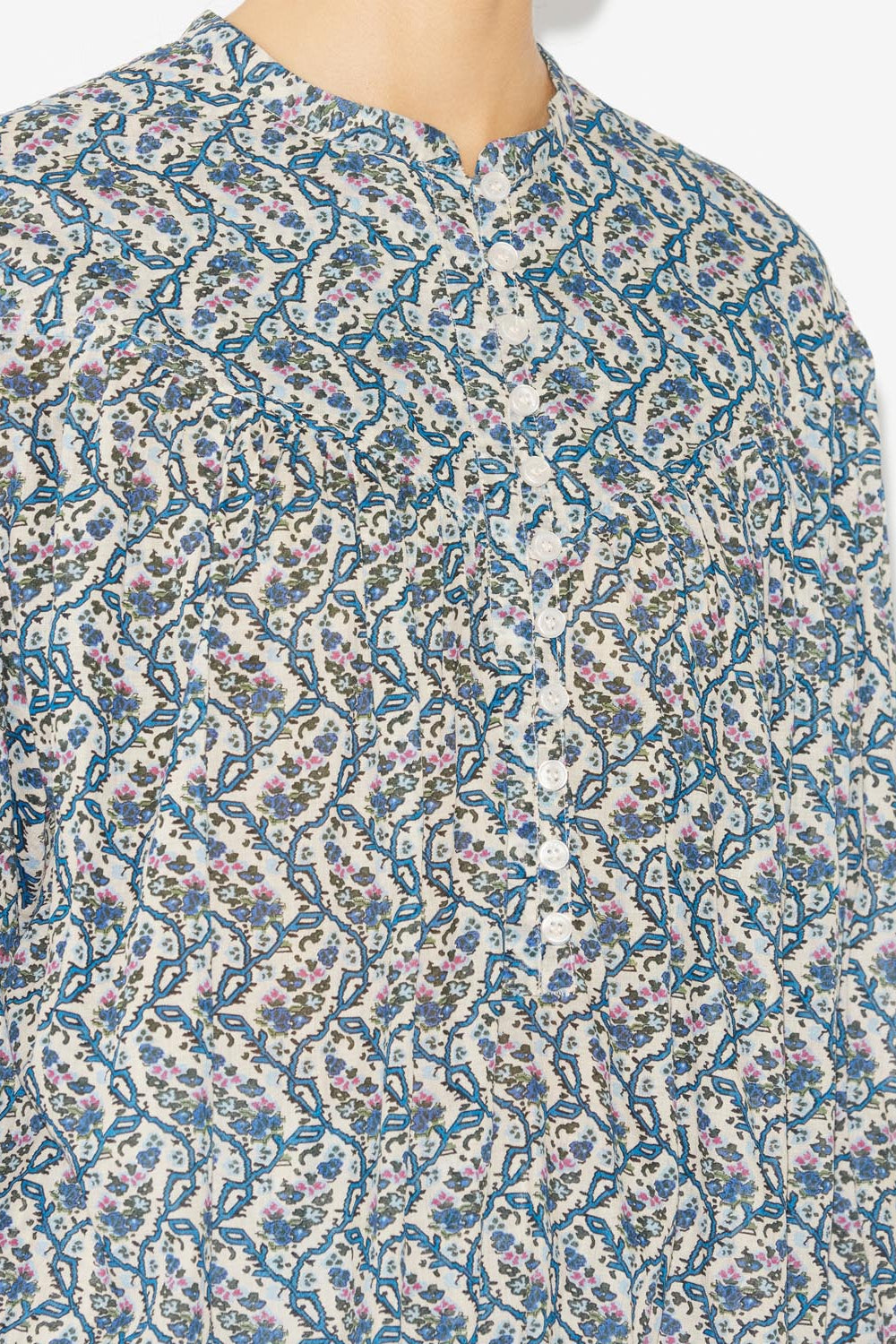 Salika printed cotton voile blouse - Naturfarben - Woman - 3