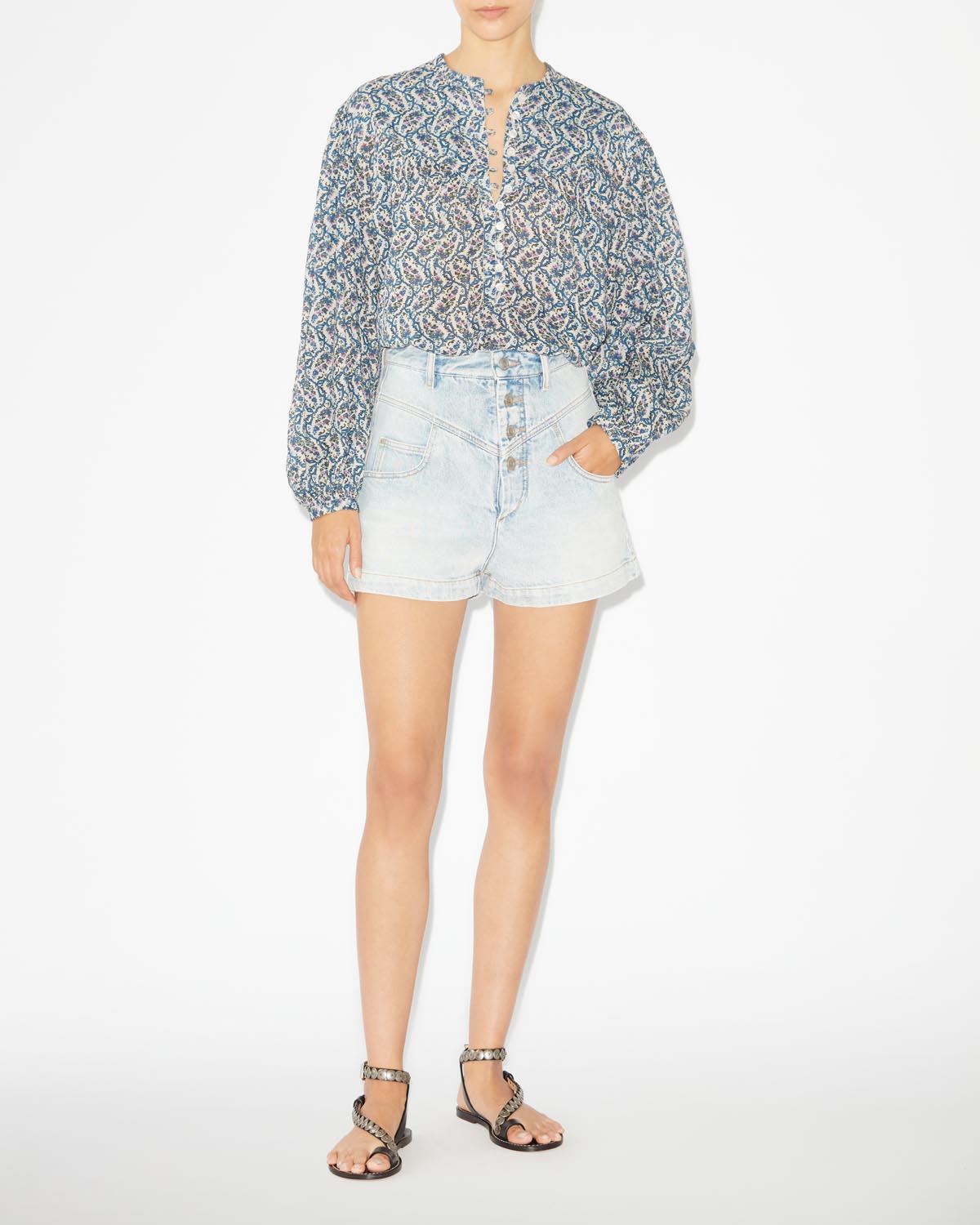 Salika printed cotton voile blouse - 生成り - Woman - 1
