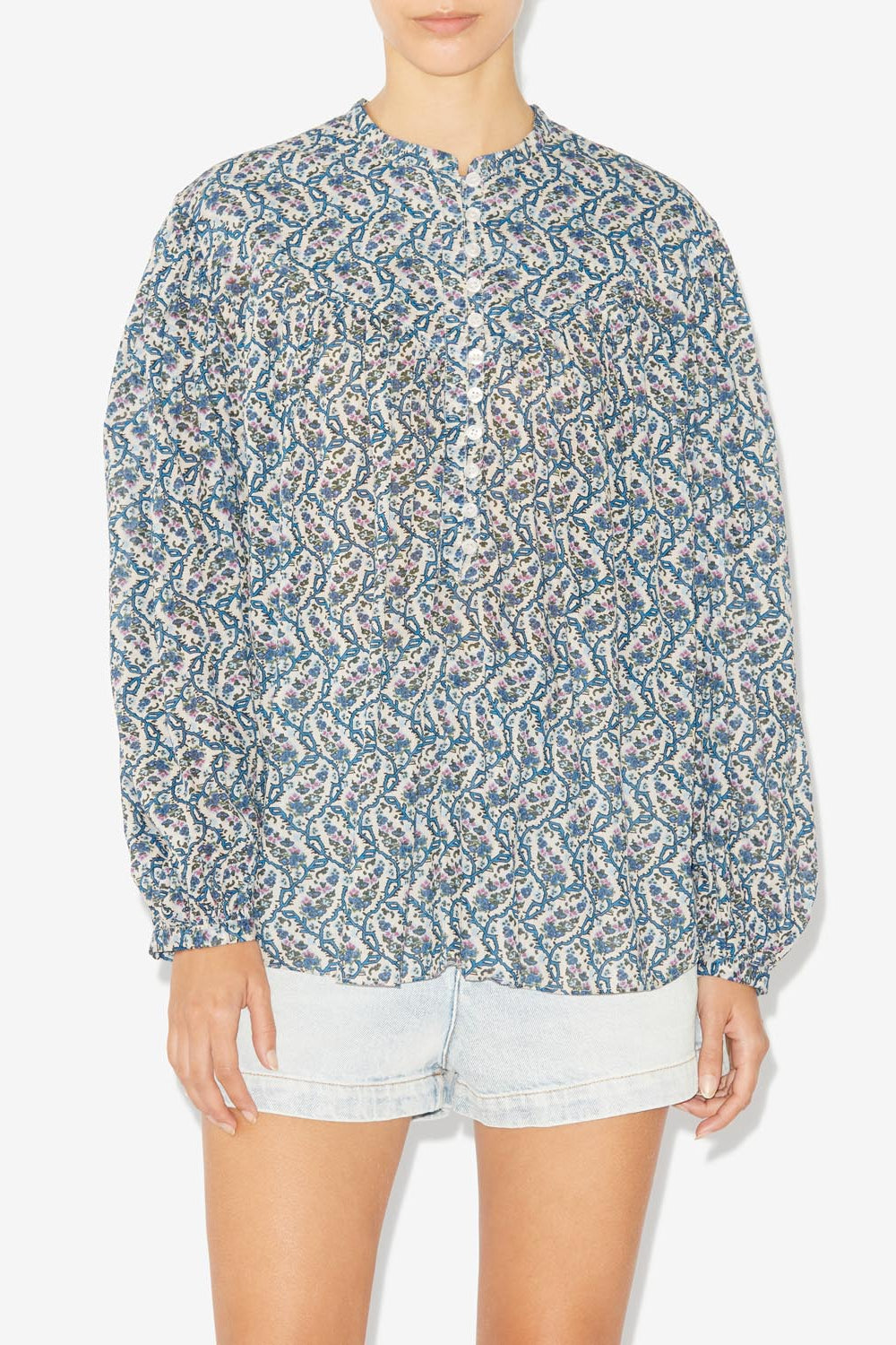 Salika printed cotton voile blouse - Naturfarben - Woman - 4