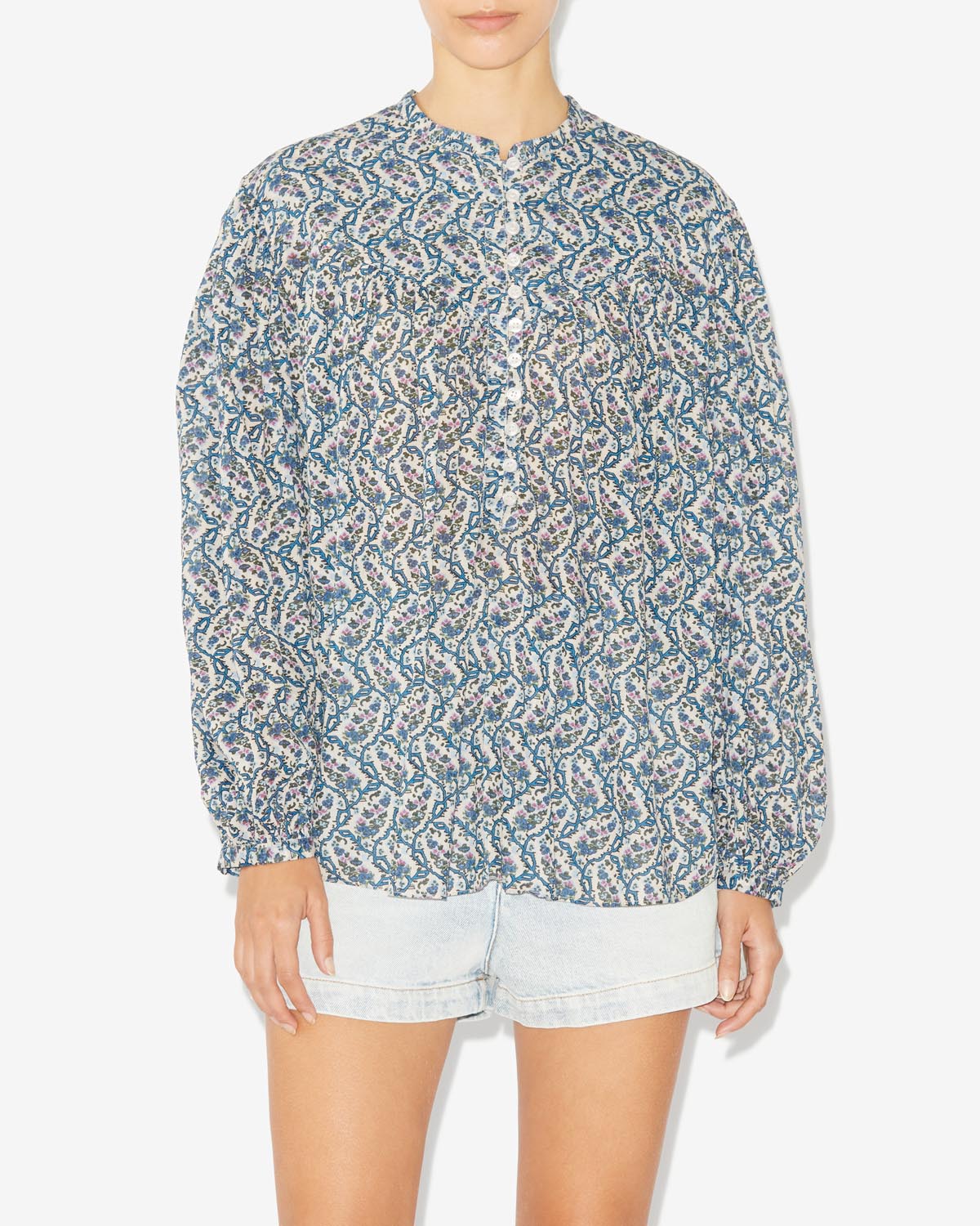 Salika printed cotton voile blouse - 生成り - Woman - 3