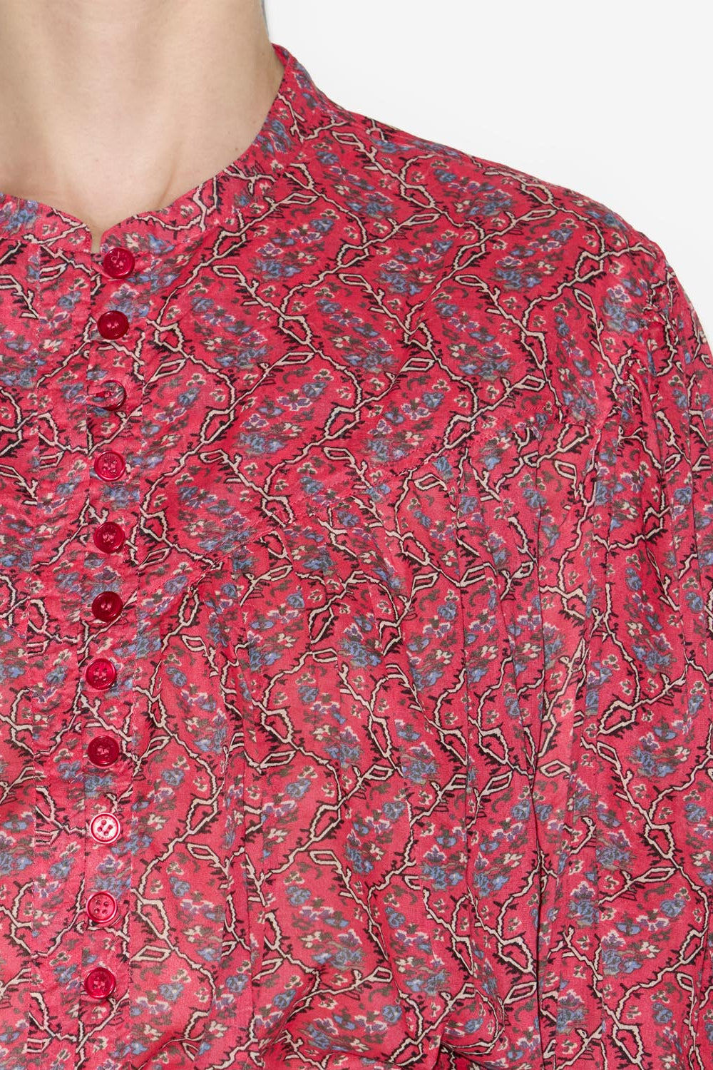 Salika printed cotton voile blouse - Cranberry - Woman - 3