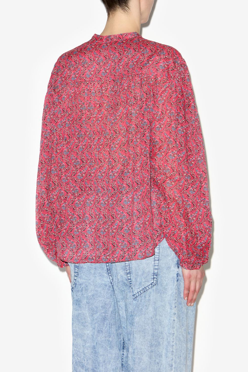 Salika printed cotton voile blouse - Cranberry - Woman - 5