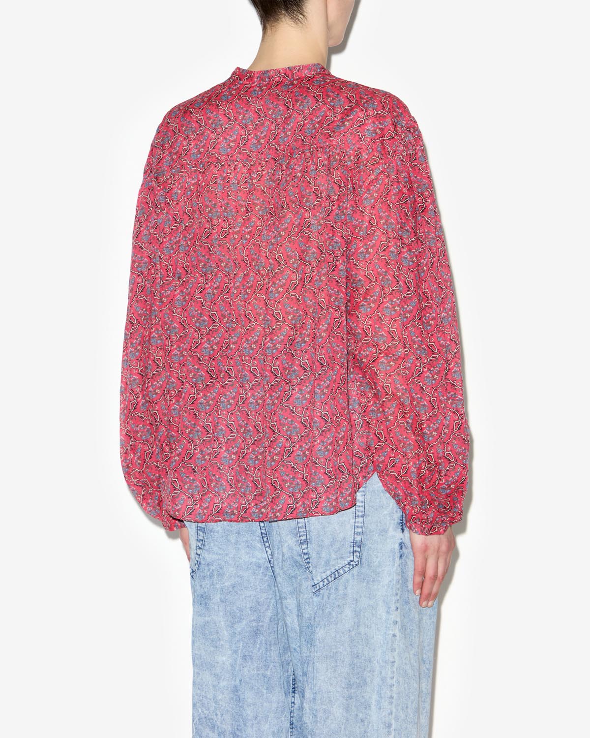 Blouse en voile de coton imprimé - Cranberry - Woman - 4