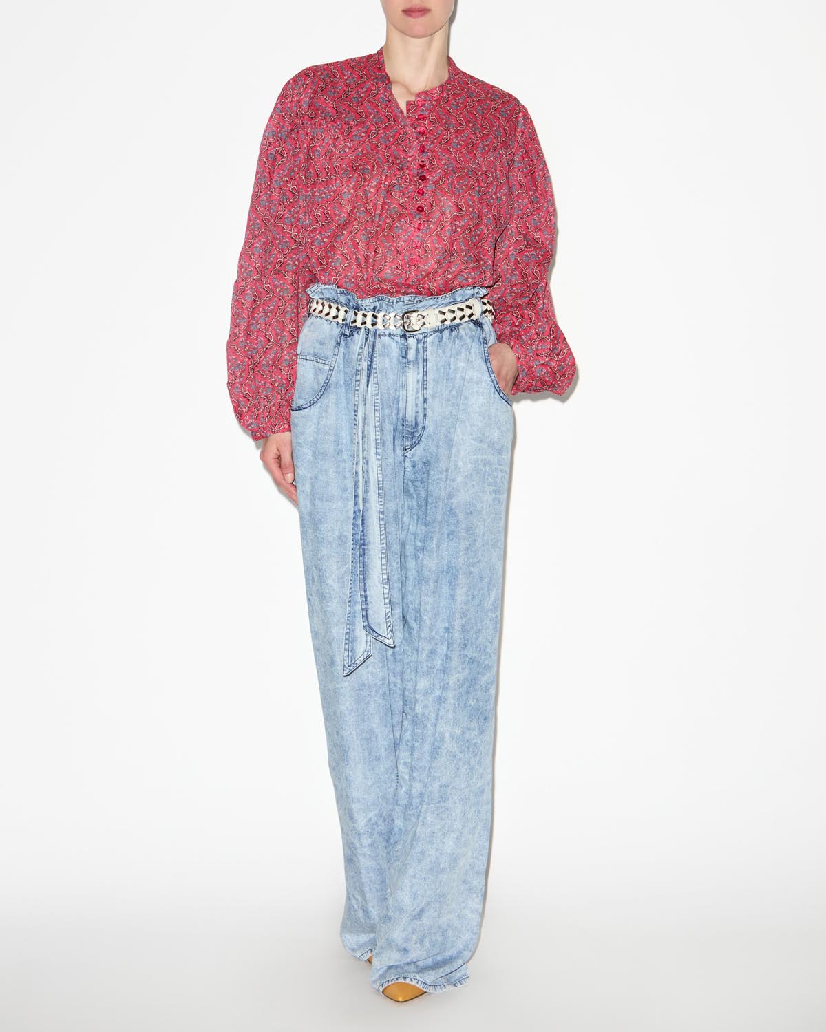 Blouse en voile de coton imprimé - Cranberry - Woman - 1