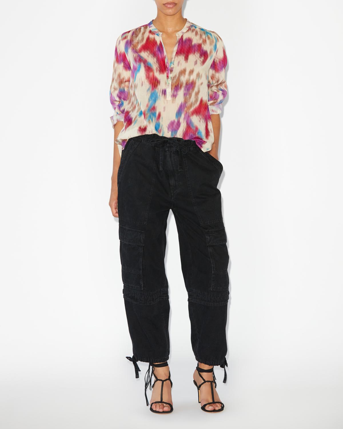 Haut à manches longues maria - Beige-framboise - Woman - 1