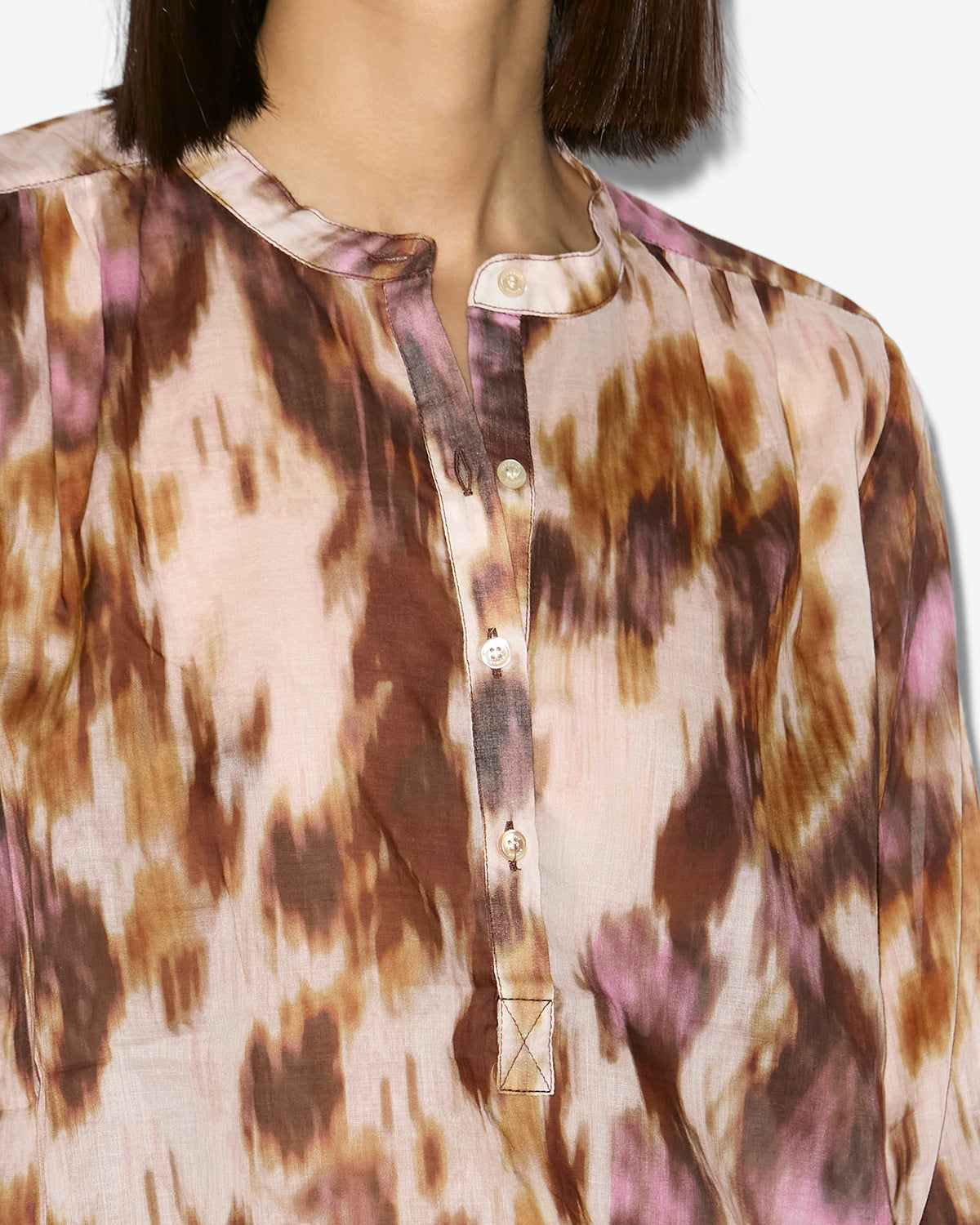 Maria printed cotton voile blouse - Ecru-ochre - Woman - 2