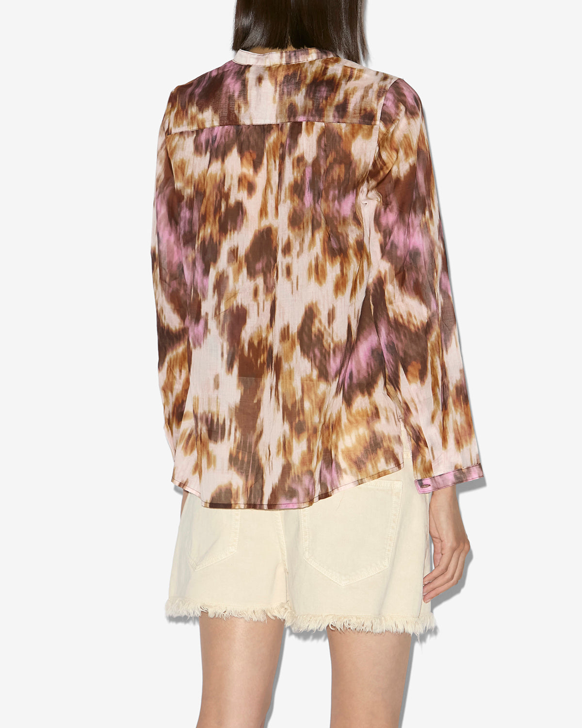 Maria printed cotton voile blouse - Ecru-ochre - Woman - 4