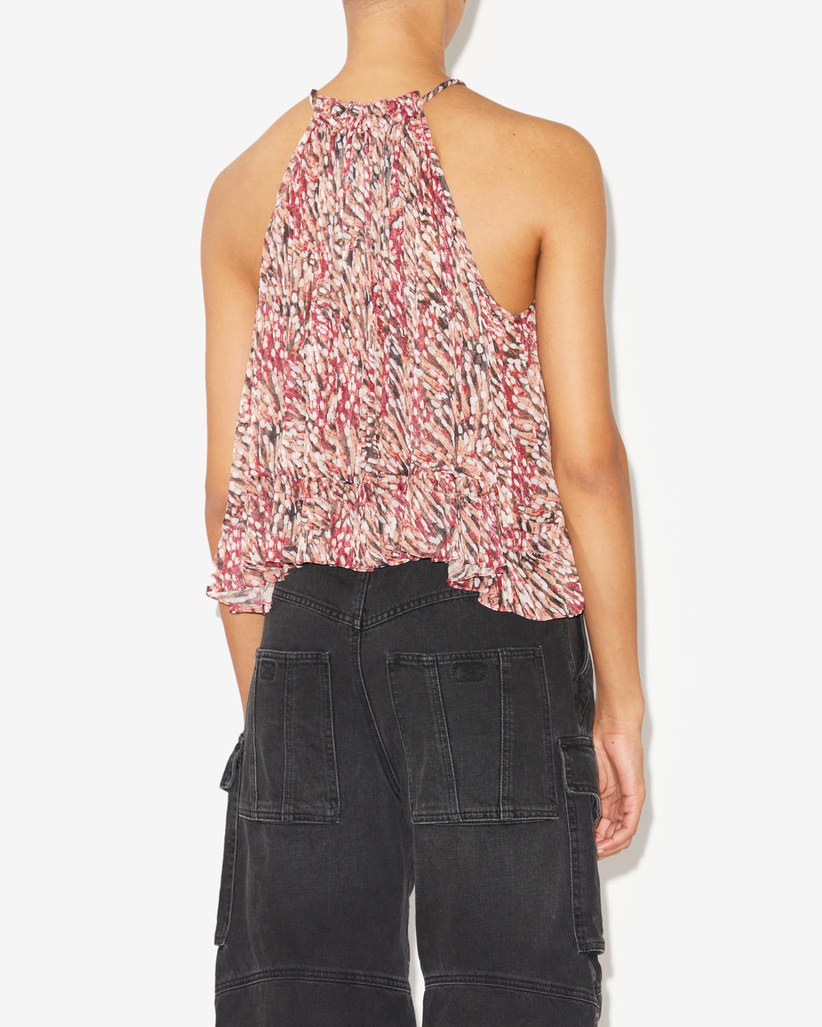 Fabino short chiffon top - Raspberry - Woman - 4
