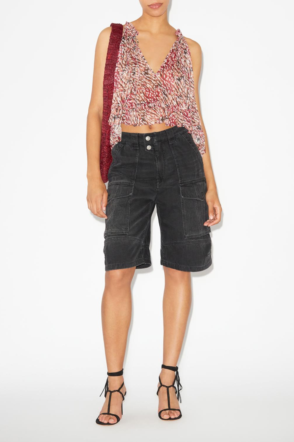 Fabino short chiffon top - Raspberry - Woman - 2